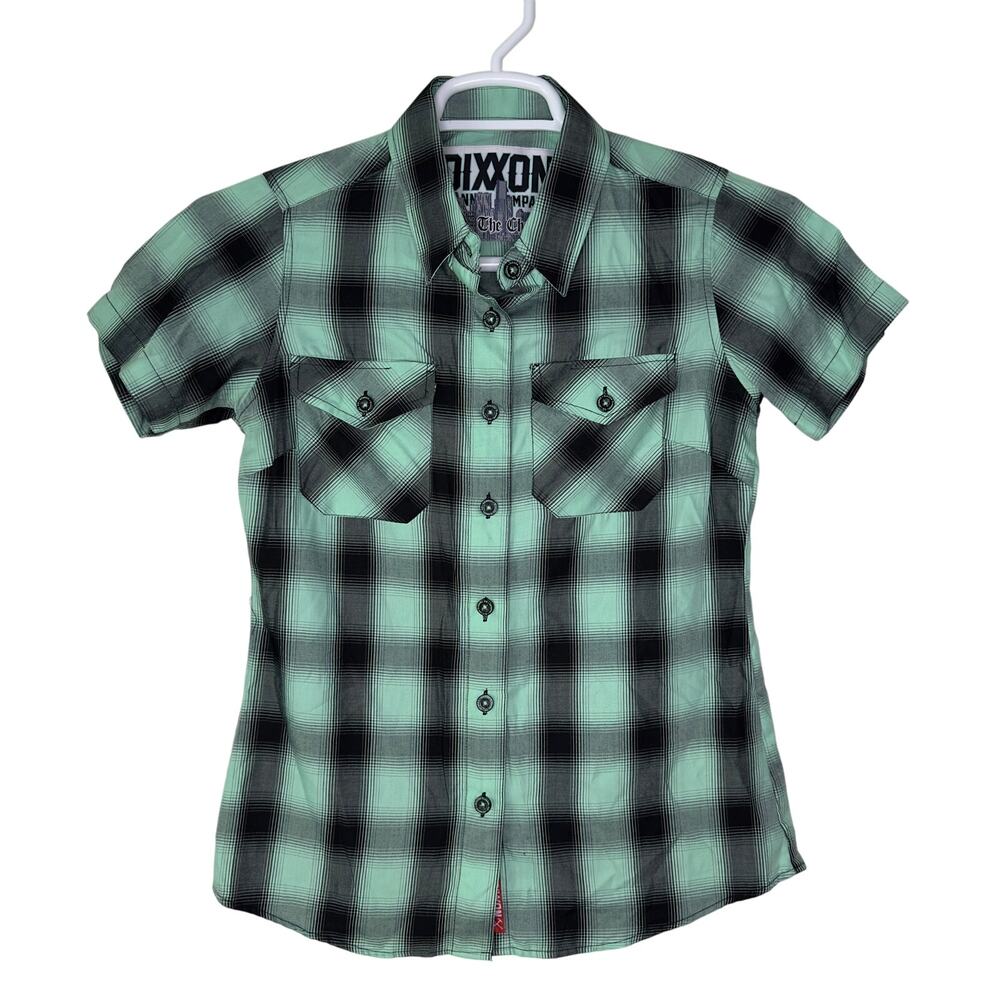 Dixxon Mint Green Plaid Short-Sleeve Button-Up Shirt "The Charles"